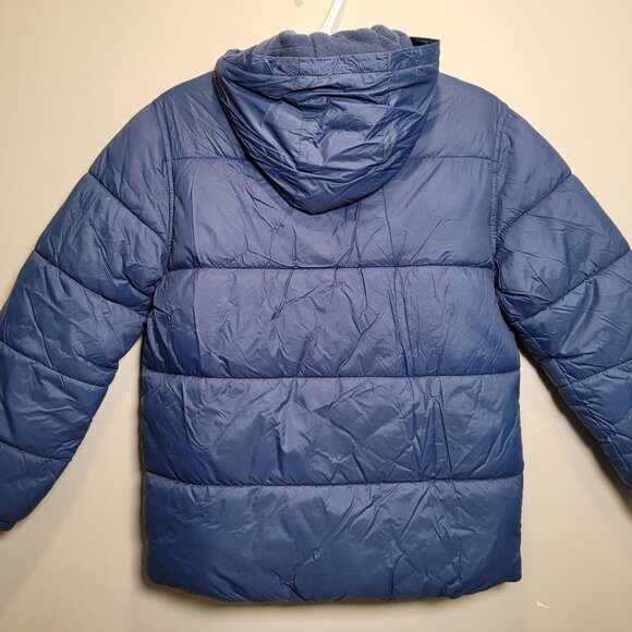 Boys Hooded Puffer Jacket w/ Fleece Lining - NAVY- Size L (10-12) - Picture 2 of 3